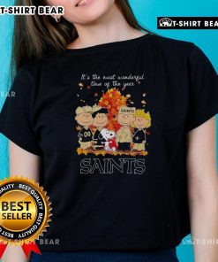 Nice-The-Peanuts-Character-New-Orleans-Saints-Its-The-Most-Wonderful-Time-Of-The-Year-Ladies-Tee