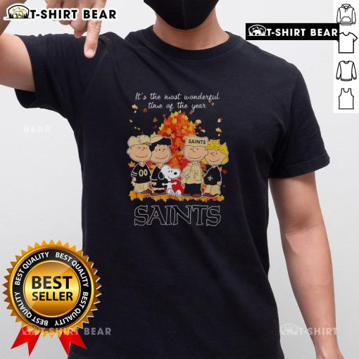 Nice The Peanuts Character New Orleans Saints It'S The Most Wonderful Time Of The Year T-Shirt