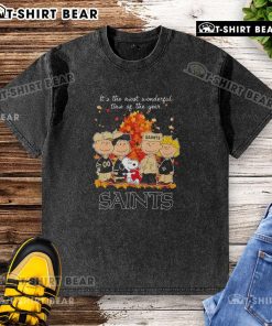 Nice-The-Peanuts-Character-New-Orleans-Saints-Its-The-Most-Wonderful-Time-Of-The-Year-Washed-T-Shirt