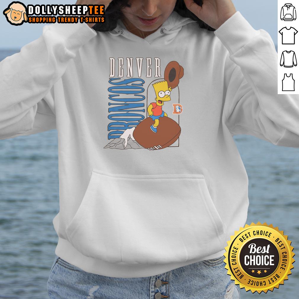 Nice The Simpsons Bart X Denver Broncos Hoodie Alt Text: Bart Simpson wearing a Denver Broncos hoodie, showcasing a fun Nice The Simpsons design for sports fans.