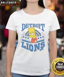 Nice The Simpsons Bart X Detroit Lions ladies tee featuring Bart Simpson in a stylish graphic design.
