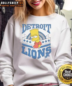 Nice The Simpsons Bart X Detroit Lions sweatshirt featuring Bart Simpson in team colors, perfect for fans and cozy wear.