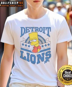 Nice The Simpsons Bart X Detroit Lions T-Shirt featuring Bart Simpson in Lions gear, perfect for fans and collectors.