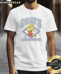 Alt Text: Nice The Simpsons Bart X Indianapolis Colts T-Shirt featuring Bart Simpson in Colts gear, perfect for fans.
