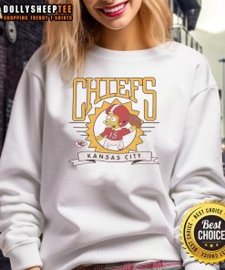 Nice The Simpsons Bart X Kansas City Chiefs sweatshirt featuring Bart Simpson in team colors, perfect for fans.