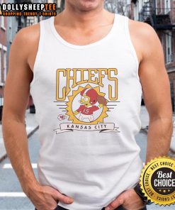 Nice The Simpsons Bart X Kansas City Chiefs tank top featuring Bart Simpson in Chiefs colors, perfect for fans.