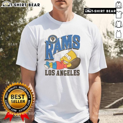 Alt Text: Bart Simpson wearing a Los Angeles Rams T-shirt, showcasing a fun blend of pop culture and sports fashion.
