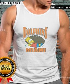 Alt Text: Bart Simpson wearing a Miami Dolphins tank top in a vibrant design, showcasing a fun crossover style.
