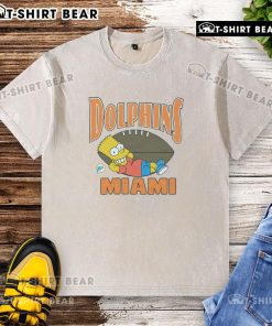 Alt Text: Bart Simpson Miami Dolphins washed t-shirt featuring vibrant graphics and a trendy design for fans.