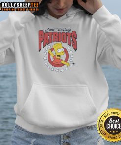Bart Simpson wearing a New England Patriots hoodie in a vibrant design, showcasing a unique Nice The Simpsons style.