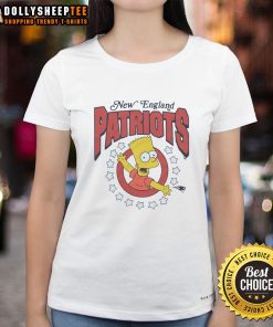 Nice The Simpsons Bart X New England Patriots ladies tee featuring vibrant graphics of Bart Simpson in team colors.