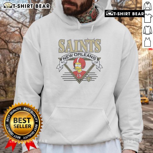 Alt Text: Bart Simpson wearing a New Orleans Saints hoodie in a vibrant design, perfect for fans of The Simpsons and NFL.