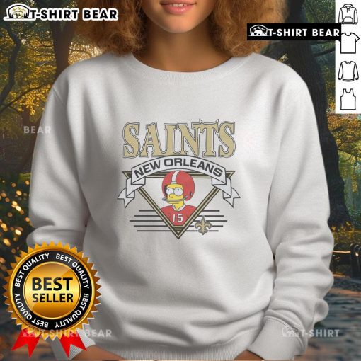 Alt Text: Bart Simpson wearing a New Orleans Saints sweatshirt, showcasing a unique Nice The Simpsons design.