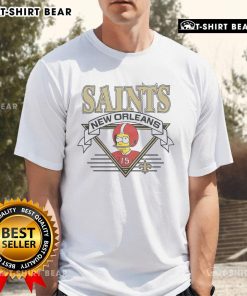 Alt Text: Bart Simpson wearing a New Orleans Saints T-Shirt, showcasing a fun blend of pop culture and sports style.