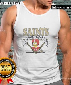 Nice The Simpsons Bart X New Orleans Saints tank top featuring vibrant graphics of Bart Simpson in Saints gear.