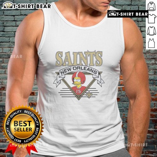 Nice The Simpsons Bart X New Orleans Saints tank top featuring vibrant graphics of Bart Simpson in Saints gear.