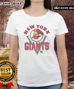 Alt Text: Ladies' tee featuring Bart Simpson and New York Giants logo, perfect for fans of The Simpsons and NFL apparel.