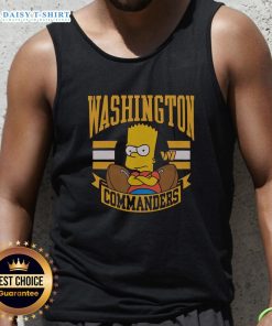 Bart Simpson tank top featuring Washington Commanders logo, perfect for fans of The Simpsons and sports apparel.