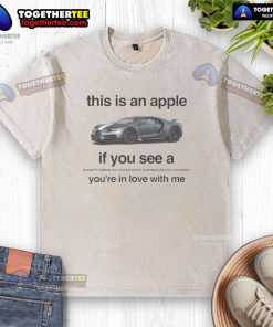 Stylish washed t-shirt featuring a Bugatti Chiron W16 Super Sport design and an apple graphic for car enthusiasts.