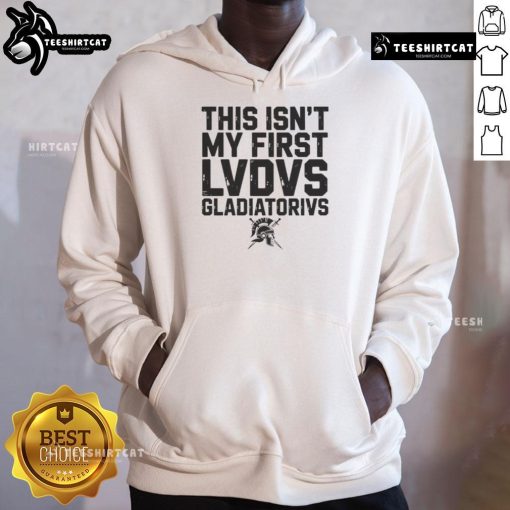 Stylish hoodie featuring 'This Isn't My First Ludus Gladiatorius' design, perfect for fans of Ancient Roman gladiator culture.