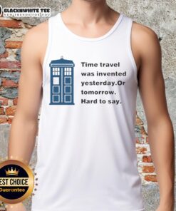 Trendy tank top featuring a whimsical time travel design, perfect for fans of sci-fi and imaginative fashion.