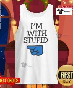 Nice Todd wearing 'I'm With Stupid' tank top, showcasing a humorous design perfect for casual summer outings.