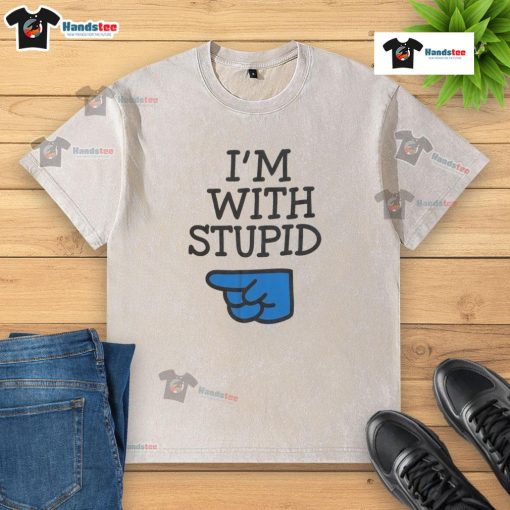 Alt Text: Funny Nice Todd Is Im With Stupid washed t-shirt featuring playful graphic design for casual wear.