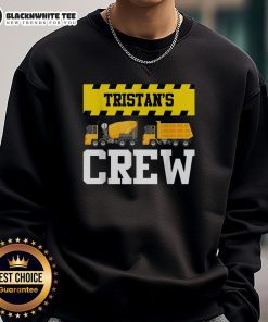 Nice Tristan's Crew sweatshirt featuring a cement mixer and dump truck, perfect for construction enthusiasts.