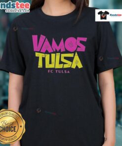 Alt Text: Nice Vamos Tusa FC Tulsa Ladies Tee featuring a stylish design for fans of the women's soccer team.