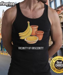 Trendy Nice Vicinity of Obscenity banana tank top displayed on a model, showcasing vibrant colors and playful design.