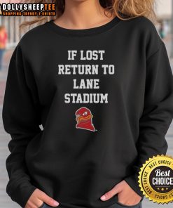 Virginia Tech Hokies sweatshirt with 'If Lost, Return to Lane Stadium' design, perfect for fans and game day wear.