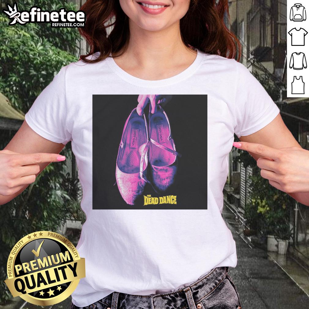 Nice Wednesday Lady Gaga The Dead Dance Ladies Tee Lady Gaga wearing a stylish 'Nice Wednesday' tee from The Dead Dance Ladies collection, perfect for fans and fashion lovers.