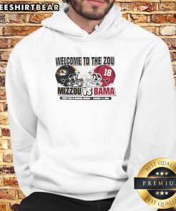 Alt Text: Cozy hoodie featuring the 2025 head-to-head matchup between Missouri Tigers and Alabama Crimson Tide.