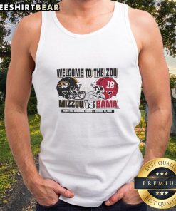 Stylish tank top featuring 'Welcome to the Zou' for Missouri Tigers vs Alabama Crimson Tide 2025 head-to-head matchup.