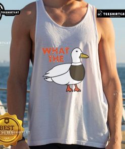 Nice What The Mallard tank top featuring a vibrant duck graphic, perfect for casual summer wear.