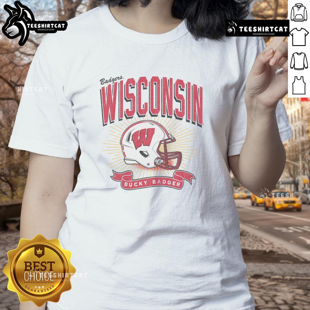 Nice Wisconsin Badgers Prime Play Ladies Tee Nice Wisconsin Badgers Prime Play Ladies Tee in red with team logo, perfect for game day and showing team spirit.