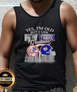 Skyline tank top featuring New York Yankees and Giants greatness, perfect for fans celebrating iconic NYC sports history.