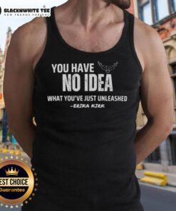 Erika Kirk and Charlie Kirk wearing 'Nice You Have No Idea What You Just Unleashed' tank tops at a lively event.