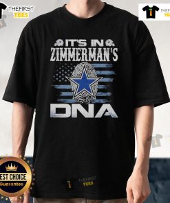 Nice Zimmerman Dallas Cowboys 'It's In DNA' US Flag T-Shirt featuring a patriotic design for fans and collectors.