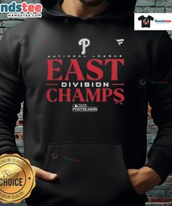 2025 MLB Postseason Philadelphia Phillies NL East Division Champions Hoodie featuring team colors and logo.