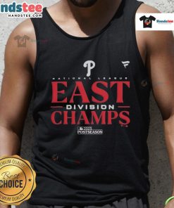 Official 2025 MLB Postseason Philadelphia Phillies NL East Division Champions tank top showcasing team pride and logo.