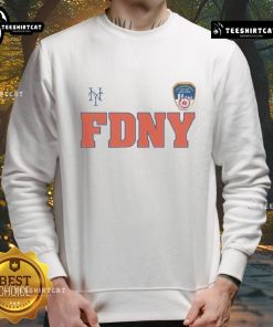 2025 New York Mets FDNY 9/11 sweatshirt featuring team logo, honoring first responders and commemorating heroism.
