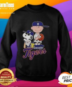 Official 2025 Peanuts Snoopy x Charlie Brown Detroit Tigers sweatshirt featuring vibrant graphics and cozy design.