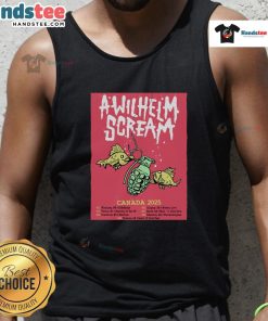 Official A Wilhelm Scream 2025 Canada Tour poster design on a tank top featuring vibrant graphics and tour details.