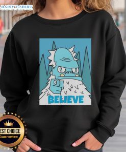 Alt Text: Official Abominable Snowman Believe Sweatshirt featuring a cozy design perfect for winter wear and Yeti fans.