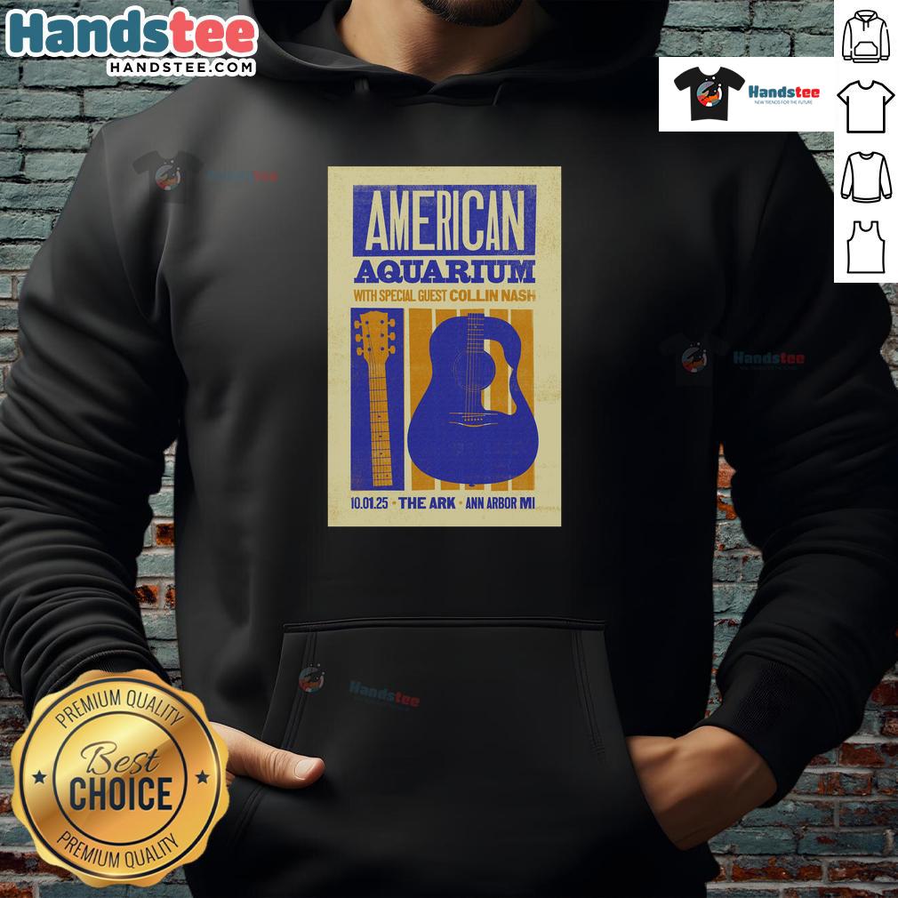 Official American Aquarium Oct 1st 2025 The Ark Ann Arbor Michigan Poster Hoodie Alt Text: Official American Aquarium poster for the Oct 1st, 2025 show at The Ark, Ann Arbor, Michigan, featured on a hoodie.