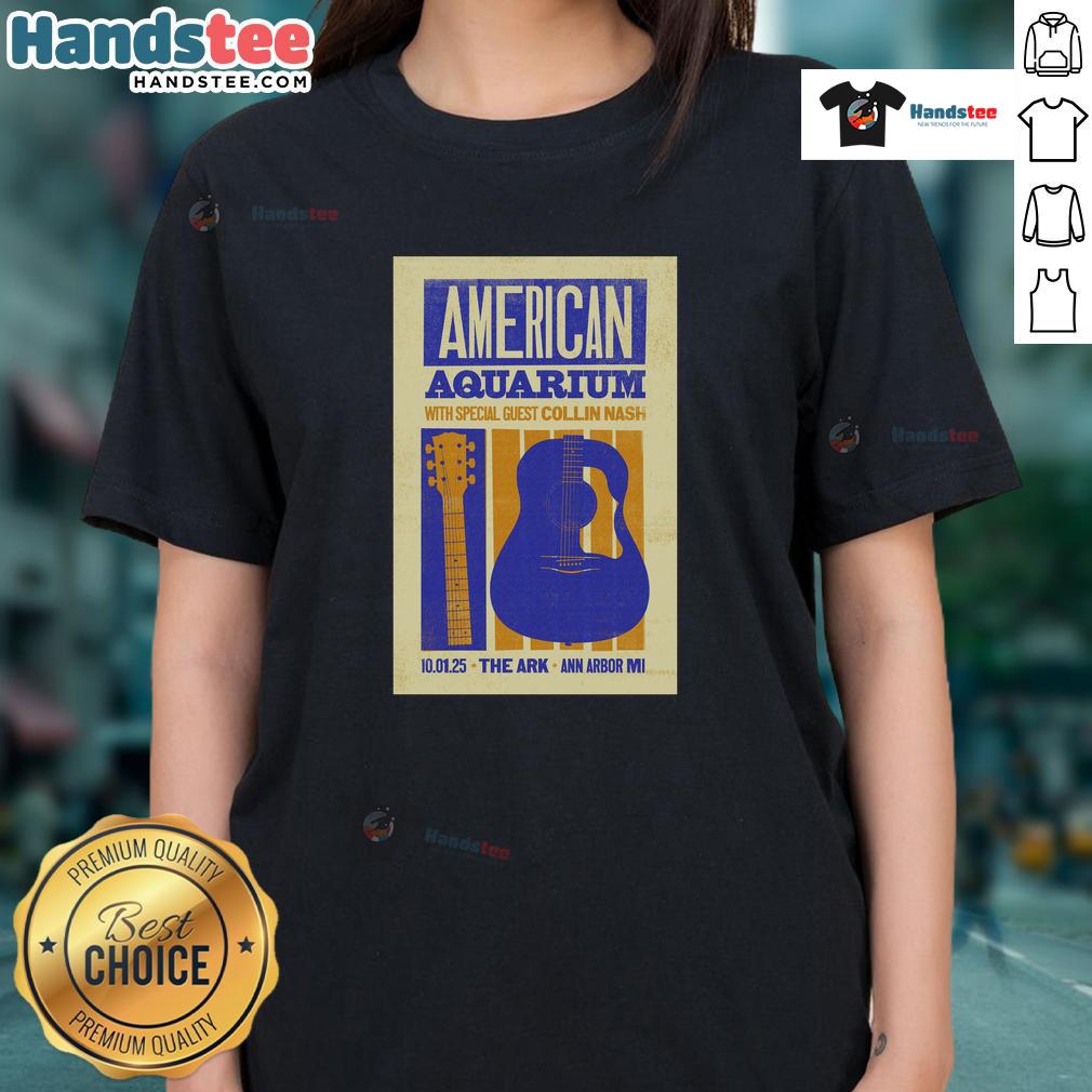 Official American Aquarium Oct 1st 2025 The Ark Ann Arbor Michigan Poster Ladies-Tee Alt Text: Official American Aquarium Oct 1st 2025 poster for The Ark, Ann Arbor, Michigan on a ladies tee design.