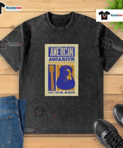 Alt Text: Official American Aquarium Oct 1, 2025 poster for The Ark in Ann Arbor, Michigan on a washed t-shirt.