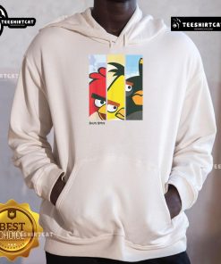 Official Angry Birds Retro hoodie featuring red, yellow, and black character face panels for a stylish look.