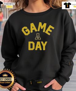 Official App State Mountaineers game day logo on a college sweatshirt, perfect for fans and spirited game day attire.